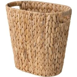 StorageWorks Wicker Waste Basket, Wicker Trash Basket With Built-in Handles, Handwoven Water Hyacinth Trash Can, Wicker Garbage Can For Bedroom, Bathroom, 1 Pack -Songmics Furniture Shop 51V80xijAL