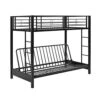 Walker Edison Elodie Urban Industrial Twin Over Futon Metal Bunk Bed, Twin Size, Black