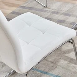 WENYU 3 Pieces Glass Dining Table Set, Round Kitchen Table With Clear Tempered Glass Top, Modern Dining Table And Chairs Set For 2 Person (Table + 2 White Chairs) -Songmics Furniture Shop 51VAOFlt6ZL