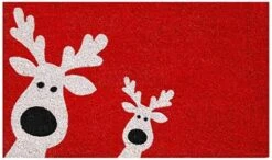Calloway Mills 101801729 Peeking Reindeer Doormat, 17" X 29", Red/White -Songmics Furniture Shop 51VBndre5cL. AC 1