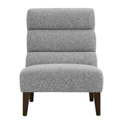 Watson & Whitely Modern Accent Chair, Armless Lounge Chair For Living Room And Bedroom, Fabric Upholstered Chair With Solid Wooden Legs, Grey (Multi-Colored)