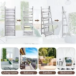 ECOMEX 4-Tier Ladder Shelf, Ladder Bookshelf Foldable Ladder Shelves, Rustic Wood Ladder Shelf Storage Rack Bookcase, Plant Display Shelf For Room Office Bedroom, White 9 ECOMEX 4-Tier Ladder Shelf, Ladder Bookshelf Foldable Ladder Shelves, Rustic Wood Ladder Shelf Storage Rack Bookcase, Plant Display Shelf For Room Office Bedroom, White -Songmics Furniture Shop 51VELP9CvlL 2
