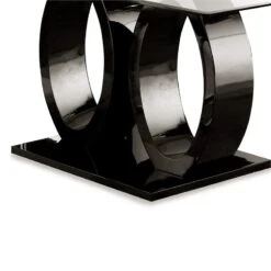 BOWERY HILL Contemporary Tempered Glass Top Double Pedestal Dining Table In Black -Songmics Furniture Shop 51VH8hs859L