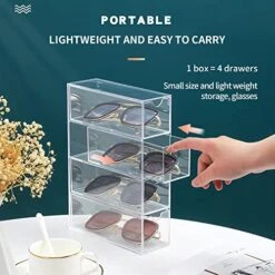 Aiscahent 4 Drawer Stackable Glasses Case Storage Organizer For Dresser, Bathroom, Bedroom, Desk, Office, 2.5" X 6.9" X 9.7", Clear -Songmics Furniture Shop 51VHCVcXN1L