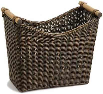 The Basket Lady Narrow Wicker Magazine Basket, Large, 14 In L X 7.5 In W X 12 In H, Antique Walnut Brown 4 The Basket Lady Narrow Wicker Magazine Basket, Large, 14 In L X 7.5 In W X 12 In H, Antique Walnut Brown - Image 4