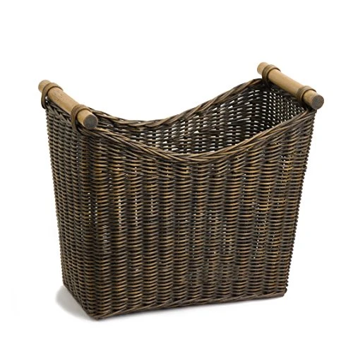The Basket Lady Narrow Wicker Magazine Basket, Large, 14 In L X 7.5 In W X 12 In H, Antique Walnut Brown 1 The Basket Lady Narrow Wicker Magazine Basket, Large, 14 In L X 7.5 In W X 12 In H, Antique Walnut Brown