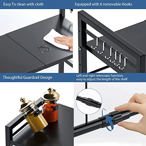 KITCSTI Microwave Oven Rack,Expandable Microwave Shelf For Kitchen Counter,2 Tiers Microwave Stand Countertop Organizer For Kitchen Counter 5 KITCSTI Microwave Oven Rack,Expandable Microwave Shelf For Kitchen Counter,2 Tiers Microwave Stand Countertop Organizer For Kitchen Counter - Image 5