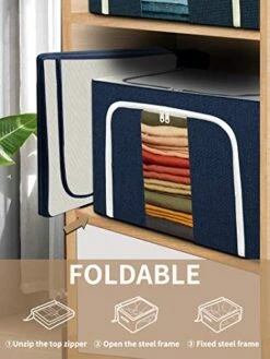 Clothes Storage Boxes Bins - 72L X 2 Large Organizers With Steel Frame , Tulab Foldable Oxford Containers Set, Clear Window & Reinforced Handles, Waterproof, For Closet, Bedding, Blankets (2-Pack, 20.07”x 15.73” X 14”) 9 Clothes Storage Boxes Bins - 72L X 2 Large Organizers With Steel Frame , Tulab Foldable Oxford Containers Set, Clear Window & Reinforced Handles, Waterproof, For Closet, Bedding, Blankets (2-Pack, 20.07”x 15.73” X 14”) -Songmics Furniture Shop 51VSDIPCeOL