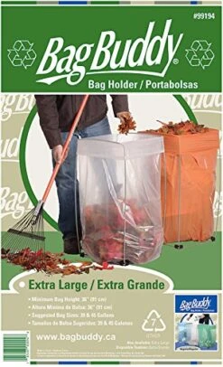 Bag Buddy Trash Bag Holder - Versatile Metal Support Stand (30" Height) For 39-45 Gallon Plastic And Paper Bags - Use For Leaves, Yard Work, Laundry And Trash - Stand Dismantles For Easy Storage