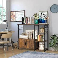 Iwell Kitchen Baker's Rack, Microwave Stand, Coffee Bar Cabinet With 8 S-Shaped Hooks & Storage Cabinet, 4 Tier Utility Oven Stand Shelf For Dining Room, Living Room, Vintage Brown 8 Iwell Kitchen Baker's Rack, Microwave Stand, Coffee Bar Cabinet With 8 S-Shaped Hooks & Storage Cabinet, 4 Tier Utility Oven Stand Shelf For Dining Room, Living Room, Vintage Brown -Songmics Furniture Shop 51VZ0YAh5SL