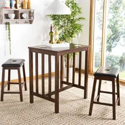 Safavieh Home Collection Ilana 3 Piece Pub Set, Chestnut And Black