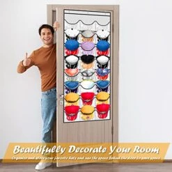 Kingdalux Baseball Hat Rack 24 Pocket For Wall Or Over The Door Cap Organizer With Clear Deep Pockets, For Hat Storage & Ballcap Caps Display Holder, Complete With Over Door Hooks -Songmics Furniture Shop 51VfidxmmmL