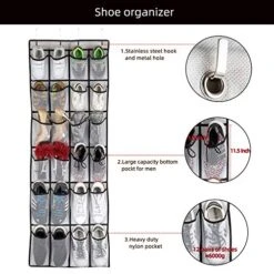 SAVERHO Hanging Shoe Organizer, Over The Door Shoe Organizer With 24 Mesh Large Pockets Door Shoe Rack For Men Women Kids Hanging Door Shoe Holder Size:58x21 Inch (White-2pack) -Songmics Furniture Shop 51VjE0khHPL