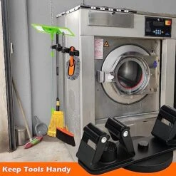 UNUSFIRE Mop Broom Holder Heavy Duty,Magnetic Mop Hangers Strong 4Rack Solid Aluminum Non-Slip Magnetic Tool Organizers Rack Storage For Home Kitchen Laundry Garage Workshop -Songmics Furniture Shop 51VjMziNRDL