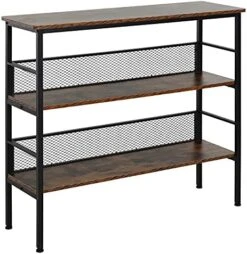 HOMCOM 3-Tier Console Table Industrial Style Storage Metal Wooden Shelf With A Robust Multi-Functional Design & Adjustable Feet, Black 11 HOMCOM 3-Tier Console Table Industrial Style Storage Metal Wooden Shelf With A Robust Multi-Functional Design & Adjustable Feet, Black -Songmics Furniture Shop 51VncdvAdTL. AC