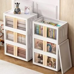 4Pcs Plastic Storage Containers With Handle For Clothes Organizing Cabinet Stackable Lidded Storage Bins With Wheel,8.5Gal Collapsible Storage Box For Snacks Pantry Bedroom Closet Playroom Office -Songmics Furniture Shop 51W0U1gdRsL. AC