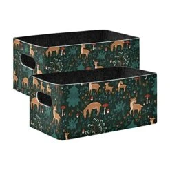 Forest Sika Deer Storage Basket Felt Storage Bin Collapsible Felt Storage Convenient Box Organizer For Clothes Towels Magazine