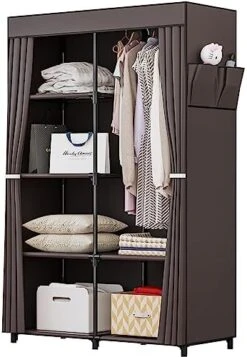 INGIORDAR Portable Closet Wardrobe Organizer Storage With Cover Non-Woben Fabric Portable Wardrobe Closet For Hanging Clothes Racks Shelving 34 Inch For Bedroom, Coffee 16 INGIORDAR Portable Closet Wardrobe Organizer Storage With Cover Non-Woben Fabric Portable Wardrobe Closet For Hanging Clothes Racks Shelving 34 Inch For Bedroom, Coffee -Songmics Furniture Shop 51W1BBhRRcL. AC 1