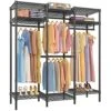 VIPEK V5i Garment Rack Bedroom Armoires Freestanding Closet Organizer, Portable Wardrobe Closet Heavy Duty Clothing Rack With 8 Adjustable Shelves & 4 Hang Rods, 56.7" Lx15.7 Wx76.4 H, Black (Medium)