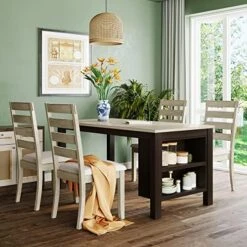 Merax Counter Height Pub Table Set With 3 Stools, Bar Table And Chair Set 4-Piece Dining Table Set With Metal Frame -Songmics Furniture Shop 51W3wsVYo4L. AC