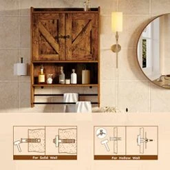 Rolanstar Bathroom Cabinet Wall Mounted With 2 Doors, Medicine Cabinet With Large Space, 4-Tier Over The Toilet Space Saver Storage Cabinet With Toilet Paper Holder And 2 Towels Bar, Rustic Brown -Songmics Furniture Shop 51W6CvtKTQL