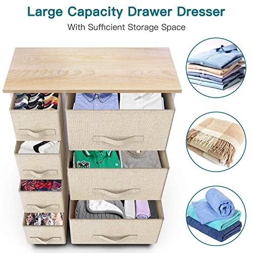 Pipishell 7 Drawer Fabric Dresser Storage Tower, Dresser Chest With Wood Top And Easy Pull Handle, Organizer Unit For Closets, Bedroom, Nursery Room, Office 2 Pipishell 7 Drawer Fabric Dresser Storage Tower, Dresser Chest With Wood Top And Easy Pull Handle, Organizer Unit For Closets, Bedroom, Nursery Room, Office - Image 2