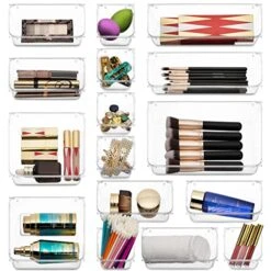 25 Pcs Drawer Organizer Set Dresser Desk Drawer Dividers - 4 Size Bathroom Vanity Cosmetic Makeup Trays - Multipurpose Clear Plastic Storage Bins For Jewelries, Kitchen Gadgets And Office Accessories -Songmics Furniture Shop 51W6FIfwUsL