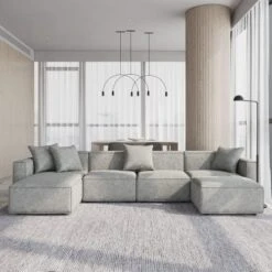 Acanva Luxury Modular Sectional Living Room Sofa Set, Modern Minimalist Style Couch With Ottoman And Chaise, L-Shape, Grey -Songmics Furniture Shop 51W8uZ59RwL. AC