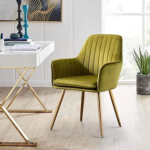 Altrobene Velvet Accent Chair, Home Office Desk Chair, Living Room Bedroom Arm Chair, Modern Dinging Chair, Girls Vanity Chair, Golden Finished, Black 9 Altrobene Velvet Accent Chair, Home Office Desk Chair, Living Room Bedroom Arm Chair, Modern Dinging Chair, Girls Vanity Chair, Golden Finished, Black - Image 9