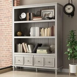 AIEGLE Large Kitchen Hutch Cabinet, Wood Storage Cupboard Pantry With Glass Doors, Drawers & Countertop, Floor Kitchen Pantry Storage Cabinet Utility Buffet, Grey (61.2" L X 18.1" W X 75.9" H) -Songmics Furniture Shop 51WG97SR 5L. AC