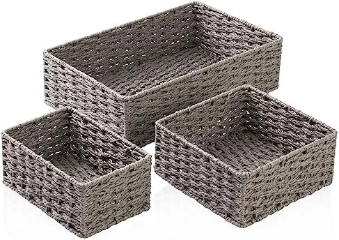 FairyHaus Wicker Baskets For Organizing 3Pack, Large And Small Wicker Storage Baskets Set, Decorative Hand Woven Baskets For Storage, Water Hyacinth Storage Baskets For Pantry Shelf Closet 7 FairyHaus Wicker Baskets For Organizing 3Pack, Large And Small Wicker Storage Baskets Set, Decorative Hand Woven Baskets For Storage, Water Hyacinth Storage Baskets For Pantry Shelf Closet - Image 7