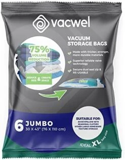 Vacwel 3-Pack XXL - Vacuum Storage Bags - Space Saver Bags For Clothes Storage – XL Comforters - Mattress Topper - Blanket Storage – Vacuum Sealer Bags – Ziplock Sealed - 3x XXL Bags (47x35in) - Bonus 1x Large Bag (32x21in) 28 Vacwel 3-Pack XXL - Vacuum Storage Bags - Space Saver Bags For Clothes Storage – XL Comforters - Mattress Topper - Blanket Storage – Vacuum Sealer Bags – Ziplock Sealed - 3x XXL Bags (47x35in) - Bonus 1x Large Bag (32x21in) -Songmics Furniture Shop 51WNc0ObMbL. AC
