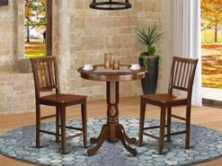 East West Furniture EDVN5-WHI-C 5 Piece Counter Height Dining Table Set Includes A Round Kitchen Table With Pedestal And 4 Linen Fabric Upholstered Dining Chairs, 30x30 Inch, Buttermilk & Cherry -Songmics Furniture Shop 51WOwnbqTCL. AC