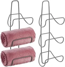 MDesign Metal Wall Mount 3 Level Bathroom Towel Rack Holder & Organizer - For Storage Of Washcloths, Hand Towels - Use In Guest, Master, Kid's Bathrooms - 2 Pack - Black 17 MDesign Metal Wall Mount 3 Level Bathroom Towel Rack Holder & Organizer - For Storage Of Washcloths, Hand Towels - Use In Guest, Master, Kid's Bathrooms - 2 Pack - Black -Songmics Furniture Shop 51WQ3 7nadL. AC