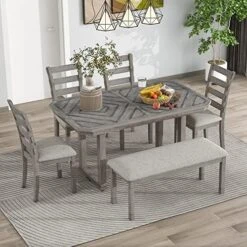 KELRIA 5-Piece Wooden Counter Height Set, Includes 1 Table, 4, Padded Chairs And Storage Shelving, For Dining, Living Room, Kitchen, Gray 27 KELRIA 5-Piece Wooden Counter Height Set, Includes 1 Table, 4, Padded Chairs And Storage Shelving, For Dining, Living Room, Kitchen, Gray -Songmics Furniture Shop 51WTEvJZ LL. AC