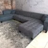 Stendmar 4pc 117" To 153" Upholstered Modern Dark Gray Microfiber Sectional Couch Sofa Chaise Chair Ottoman S1107LDG