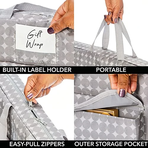 MDesign Long Gift Wrapping Organizer Storage Bag With Handles - Wrapping Paper Holder For Christmas And Holiday Giftwrap - Zipper Closure Wrapping Paper Storage Bag Container With Polka Dots - Gray 4 MDesign Long Gift Wrapping Organizer Storage Bag With Handles - Wrapping Paper Holder For Christmas And Holiday Giftwrap - Zipper Closure Wrapping Paper Storage Bag Container With Polka Dots - Gray - Image 4