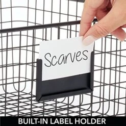 MDesign Large Metal Farmhouse Storage Organizer Bin Baskets With Label Slot For Closet, Cabinet, Cupboard - Wire Organizing Basket Holds Clothing, Linens, Shoes, Omaha Collection, 4 Pack, Matte Black -Songmics Furniture Shop 51WdlpwiaVL