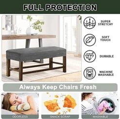 Gydream Velvet Thick Bench Cover,Upholstered Dining Room Bench Cover, Stretch Bench Seat Cover For Piano Bench Long Bench Living Room (peacoke Blue,Large) -Songmics Furniture Shop 51We4dgevLL