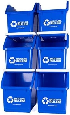 Recycling Rules 6 Gallon Stackable Recycling Bin Container In Blue, Eco-Friendly BPA-Free Handy Recycler With Handle, 6-Pack With Stickers 5 Recycling Rules 6 Gallon Stackable Recycling Bin Container In Blue, Eco-Friendly BPA-Free Handy Recycler With Handle, 6-Pack With Stickers -Songmics Furniture Shop 51We8s10TDL. AC