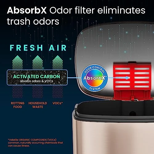 ITouchless SoftStep 13.2 Gallon Kitchen Step Trash Can With Odor Filter, 50 Liter Rose Gold Stainless Steel Pedal Garbage Bin For Home, Office, Business, Silent And Gentle Lid Open And Close, 13 Gal 3 ITouchless SoftStep 13.2 Gallon Kitchen Step Trash Can With Odor Filter, 50 Liter Rose Gold Stainless Steel Pedal Garbage Bin For Home, Office, Business, Silent And Gentle Lid Open And Close, 13 Gal - Image 3
