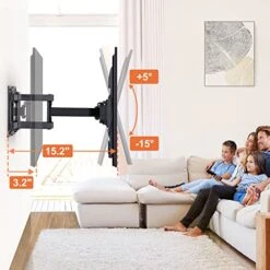 Perlegear Full Motion TV Wall Mount Bracket Swivel Articulating Extension Tilt Arms For 26-65 Inch Flat Curved TVs, Max VESA 400x400mm Up To 99lbs,16" Wood Studs,PGMFK4 -Songmics Furniture Shop 51WhN5ei4GL