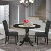 East West Furniture DLDR3-BLK-24 Dining Set, 3, Black