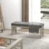 GENERIC 16.14 In. Dark Gray Upholstered Bench With Wood Legs Grey Modern Contemporary