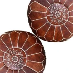 ARTOUARZAZATE Set Of 2 Amazing Moroccan Pouf With Leather Pouf, Ottomans,Footstool,100% Handmade Ready To Magic Your Living Room! Unstuffed (Dark Brown) -Songmics Furniture Shop 51Wll2hPvhL. AC