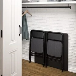 CoscoProducts COSCO Premium 5-Piece Table & Chair Dining Set, With 34" Vinyl Top Card Table And 4 Fabric Padded Seat & Back Folding Chairs, Black -Songmics Furniture Shop 51Wn9RbNV6L