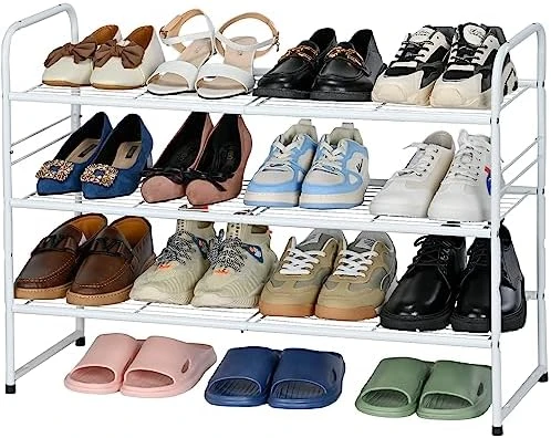 SUFAUY 3-Tier Shoe Rack, Stackable Shoe Shelf Storage Organizer For Entryway Closet, Extra Large Capacity, Wire Grid, Bronze 15 SUFAUY 3-Tier Shoe Rack, Stackable Shoe Shelf Storage Organizer For Entryway Closet, Extra Large Capacity, Wire Grid, Bronze - Image 15