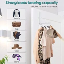 VIAV Over The Door Hooks Hanger,Foldable Over Door Drying Laundry Rack Hooks For Hanging Clothes With 6 Groves Over Door Towel Racks For Clothes,Coat, Behind Back Bathroom, Bag And Robe 2 PCS (White) 11 VIAV Over The Door Hooks Hanger,Foldable Over Door Drying Laundry Rack Hooks For Hanging Clothes With 6 Groves Over Door Towel Racks For Clothes,Coat, Behind Back Bathroom, Bag And Robe 2 PCS (White) -Songmics Furniture Shop 51WtL3qgNiL