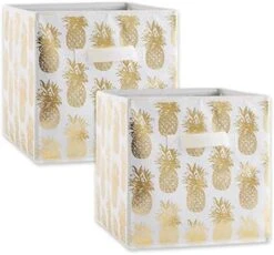 DII Non Woven Polyester Storage Bin, Metallic Pineapple, White & Gold, Small Set Of 4 -Songmics Furniture Shop 51WzcuQ3mzL. AC