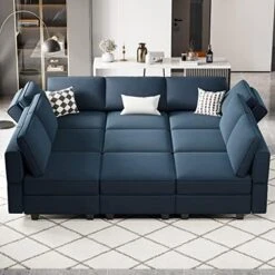 Belffin Modular Velvet Sectional Sofa With Chaise Lounge Sectional Sleeper Sofa With Storage Chaise Sofa Bed Couch For Living Room Blue… -Songmics Furniture Shop 51X27WX8W8L. AC